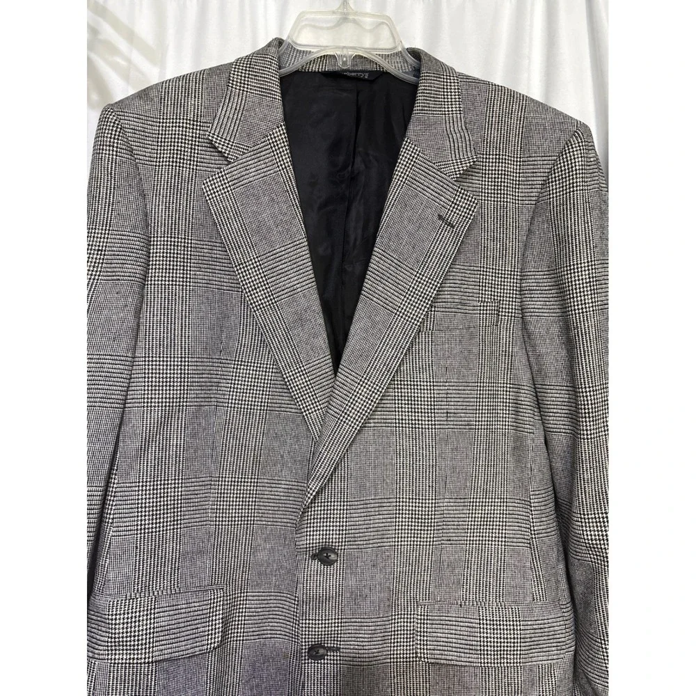 Burberrys Mens Plaid Blazer Sport Coat Jacket‎ Wool Blend 2 Button Lined